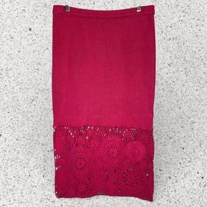 House of Harlow 1960 Crochet Midi Skirt in Fuchsia Pink size Medium